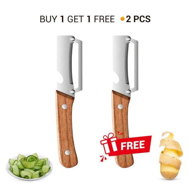 Zero Snag Wooden Peeler for Kitchen Tool,Premium 2-in-1 Multifunctional Fruit & Vegetable Peeler - Pack of 2